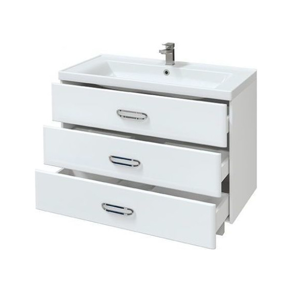 Тумба напольная с раковиной Mirsant Fuji 100 см с доводчиком, белый - фото 3