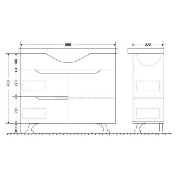 Тумба напольная с раковиной Mirsant Soho 100 см, белый - фото 7