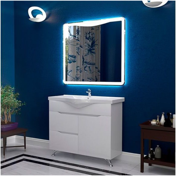 Тумба напольная с раковиной Mirsant Soho 100 см, белый - фото 6