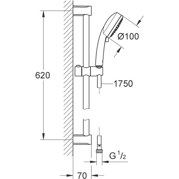 Душевой гарнитур Grohe New Tempesta Cosmopolitan 100 600 мм 27787002 - фото 2