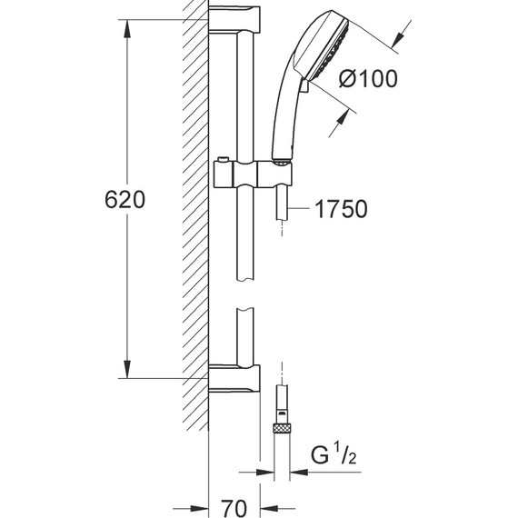 Душевой гарнитур Grohe New Tempesta Cosmopolitan 100 III 600 мм, 27579002 - фото 2