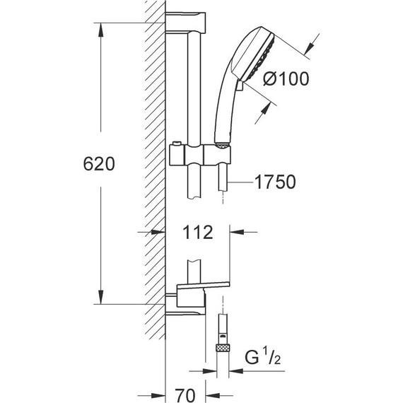 Душевой гарнитур Grohe New Tempesta Cosmopolitan 100 600 мм 27577002 - фото 2
