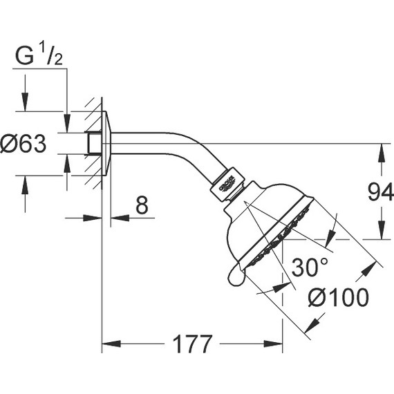 Верхний душ Grohe New Tempesta Rustic 100 IV 26089001 - фото 2