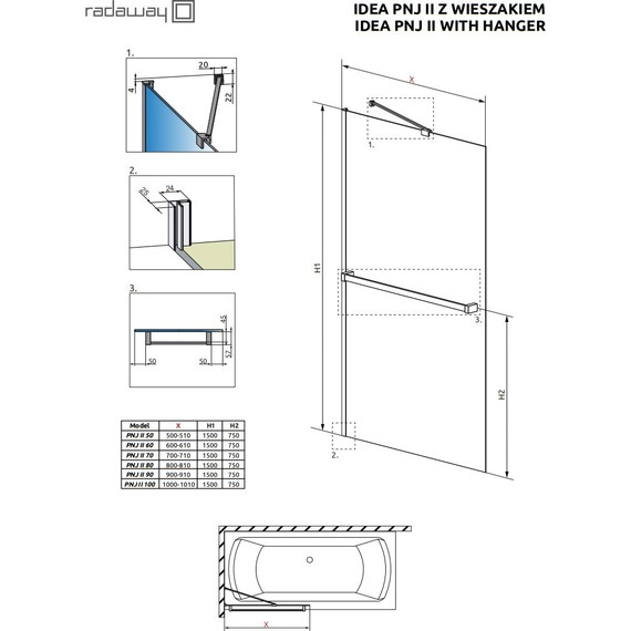 Шторка для ванны Radaway Idea PNJ II 70 см 10001070-01-01W, хром/прозрачное - фото 5
