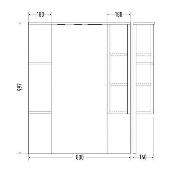 Зеркало-шкаф Mirsant Next 80 см L - фото, картинка 3 Зеркало-шкаф Mirsant Next 80 см L - фото 3