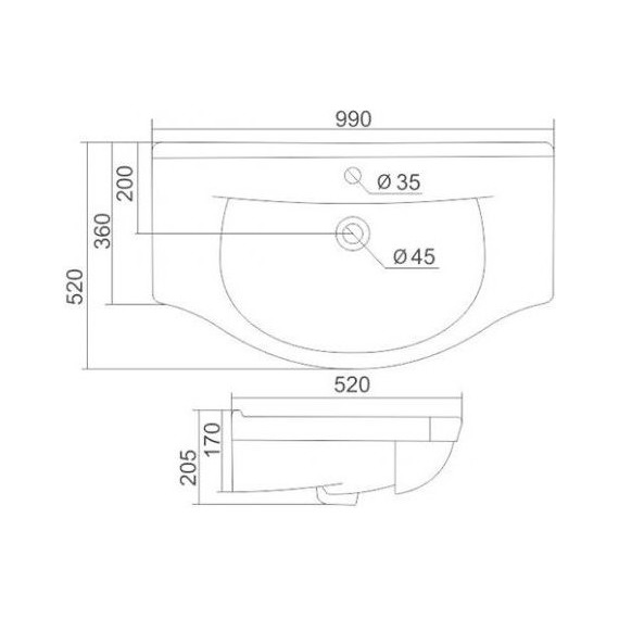 Тумба напольная с раковиной Mirsant Сандра 100/3 см, белый - фото 3