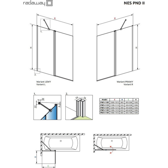 Шторка для ванны Radaway Nes PND II 130 см 10009130-01-01L, хром/прозрачное - фото 4