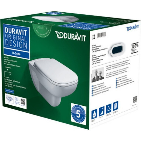 Унитаз подвесной Duravit D-Code Rimless 45700900A1 с крышкой микролифт - фото 5