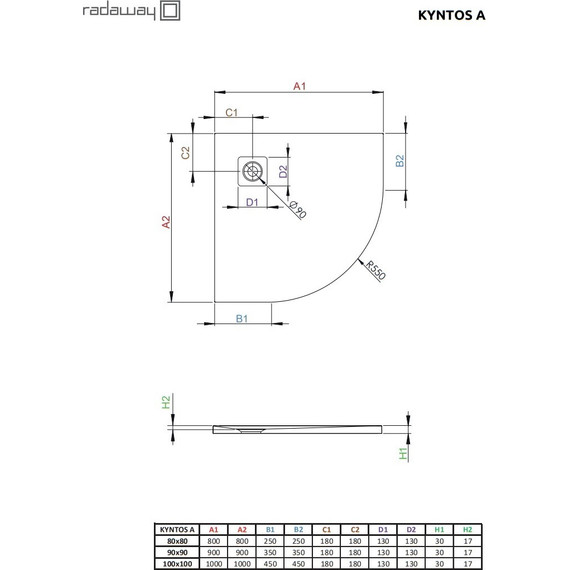 Поддон мраморный Radaway Kyntos A anthracite 90х90 см HKA9090-64, антрацит - фото 7