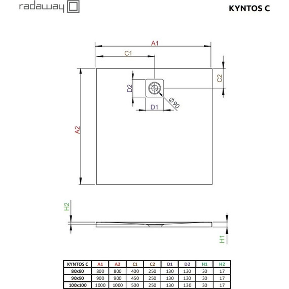 Поддон мраморный Radaway Kyntos C Black 80х80 см HKC8080-54, черный - фото 9
