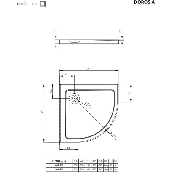 Поддон акриловый Radaway Doros A 90х90 см SDRA9090-01 - фото 3