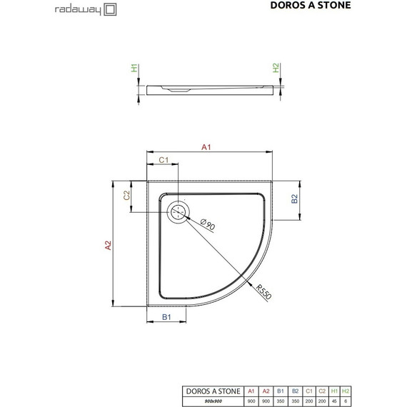 Поддон акриловый Radaway Doros A Stone Anthracite 90х90 см SDRA9090-01-64S, антрацит - фото 3