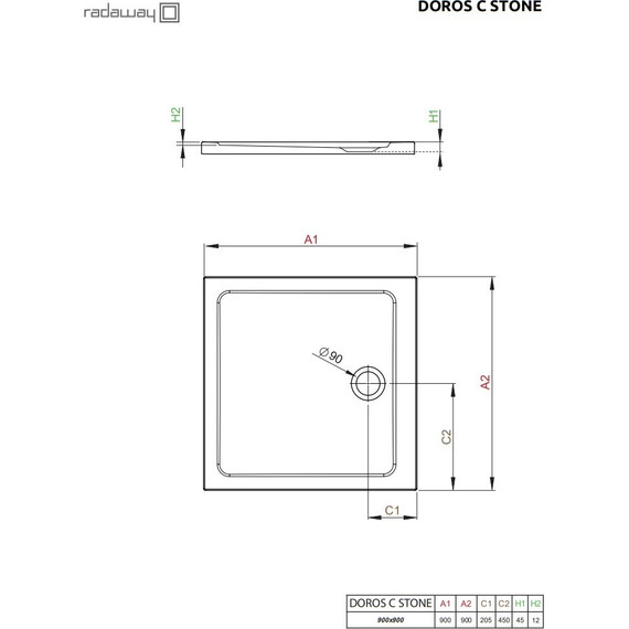 Поддон акриловый Radaway Doros C Stone Anthracite 90х90 см SDRC9090-01-64S, антрацит - фото 3