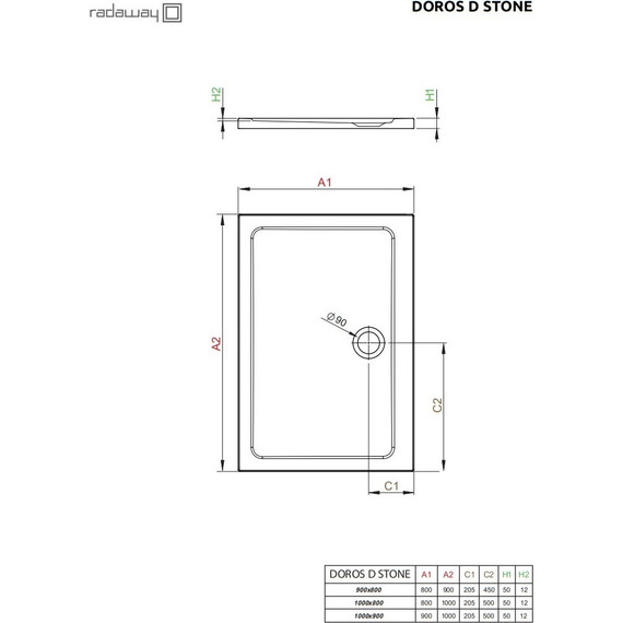 Поддон акриловый Radaway Doros D Stone White 90х80 см SDRD9080-01-04S - фото 3