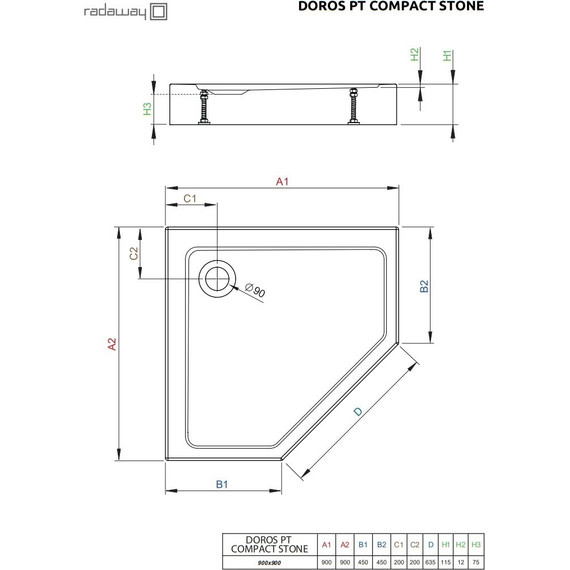 Поддон акриловый Radaway Doros PT Compact Stone White 90х90 см SDRPTP9090-05-04S - фото 3