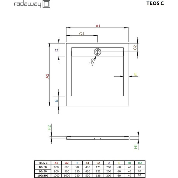 Поддон мраморный Radaway Teos C Black 80х80 см HTC8080-54, черный - фото 3