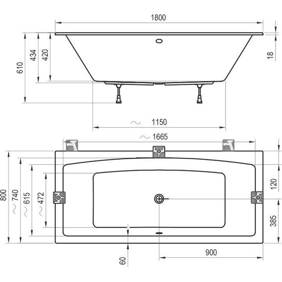 Ванна Ravak Formy 02 Slim 180х80 см C891300000 - фото 7