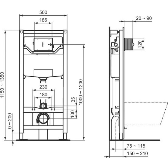 Инсталляция Ideal Standard ProSys с подвесным безободковым унитазом Connect AquaBlade E211601 - фото, картинка 7 Инсталляция Ideal Standard ProSys с подвесным безободковым унитазом Connect AquaBlade E211601 - фото 7