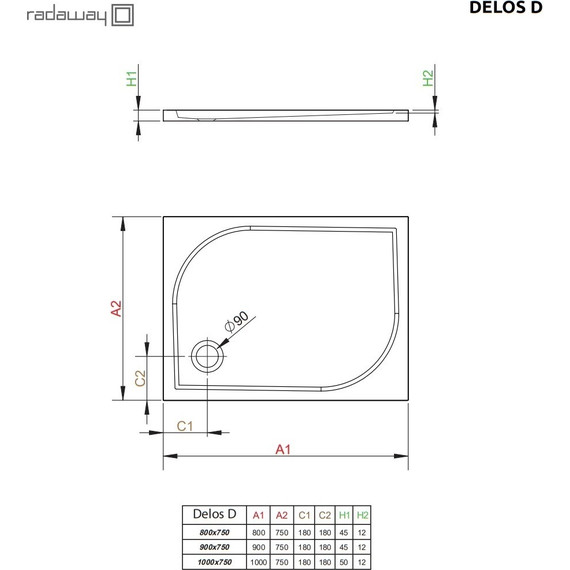 Поддон акриловый Radaway Delos D 100х75 см 4D17555-03 - фото 3