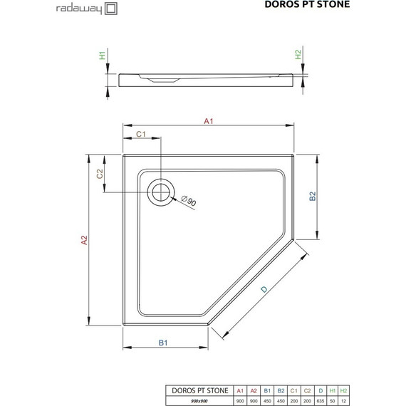 Поддон акриловый Radaway Doros PT Stone White 90х90 см SDRPT9090-01-04S - фото 3