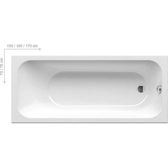 Ванна Ravak Chrome Slim 170х75 см C741300000, Размер - мм: 1700х750 - фото 