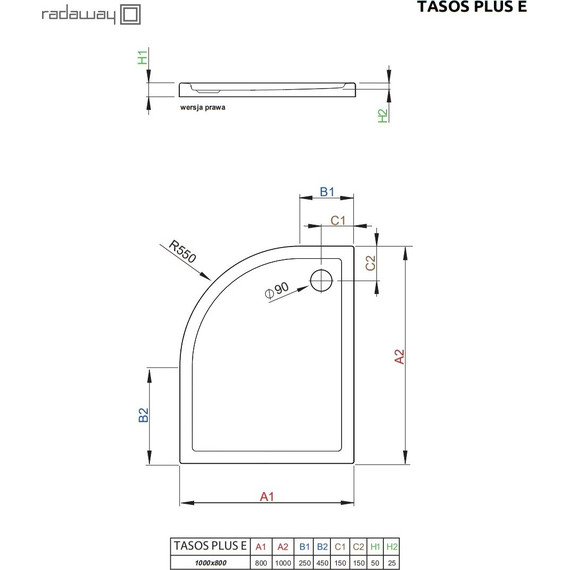 Поддон акриловый Radaway Tasos Plus E 100х80 см STE1086-30R - фото 2