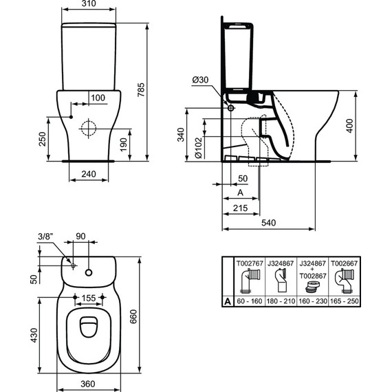 Унитаз-компакт безободковый Ideal Standard Tesi AquaBlade T008201 - фото 7