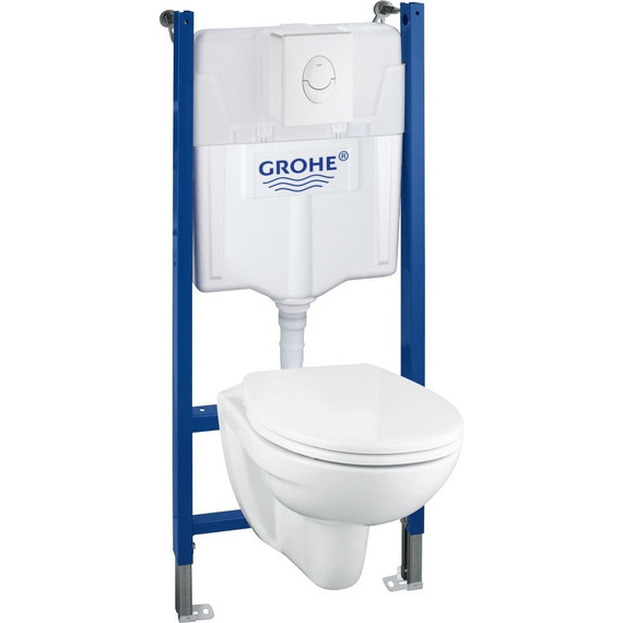 Инсталляция Grohe Solido с подвесным унитазом Lecico Perth 39117000, кнопка белая - фото 