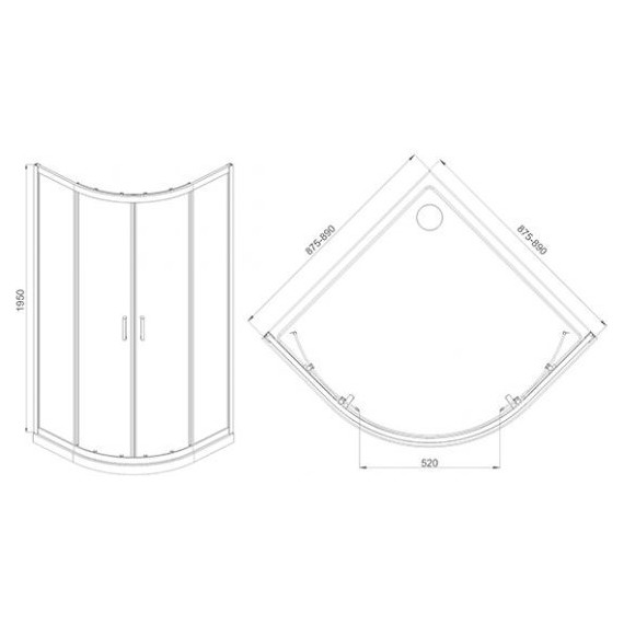 Душевое ограждение Mirsant Round 100x100 см хром/прозрачное - фото, картинка 2 Душевое ограждение Mirsant Round 100x100 см хром/прозрачное - фото 2