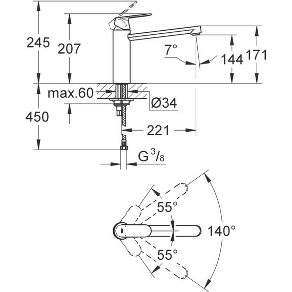 Смеситель для кухни Grohe Eurosmart Cosmopolitan 30193000 - фото 4