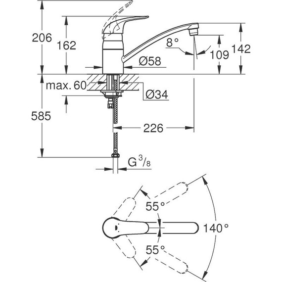 Смеситель для кухни Grohe Euroeco 32750000 - фото 5