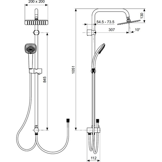 Душевая стойка Ideal Standard IdealRain Cube A5862AA - фото, картинка 2 Душевая стойка Ideal Standard IdealRain Cube A5862AA - фото 2