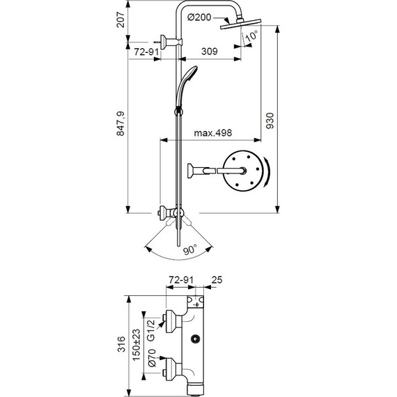 Душевая стойка Ideal Standard IdealRain Eco SL B1098AA - фото, картинка 6 Душевая стойка Ideal Standard IdealRain Eco SL B1098AA - фото 6