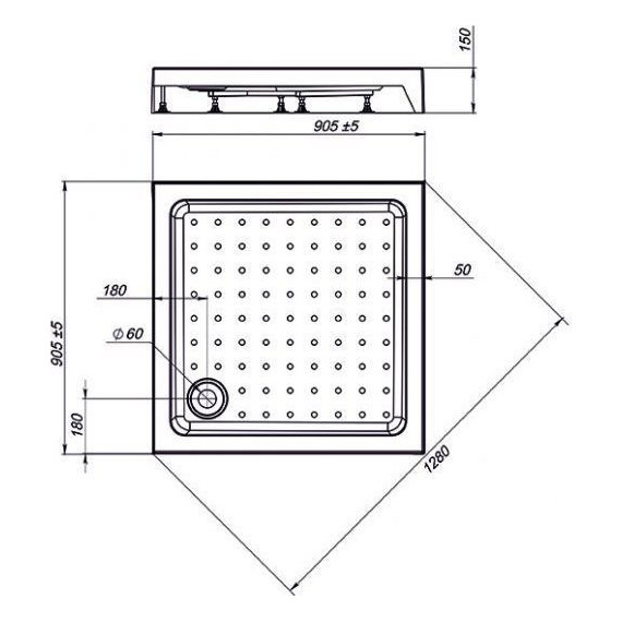 Поддон акриловый Sole Cube 90х90 см - фото 2