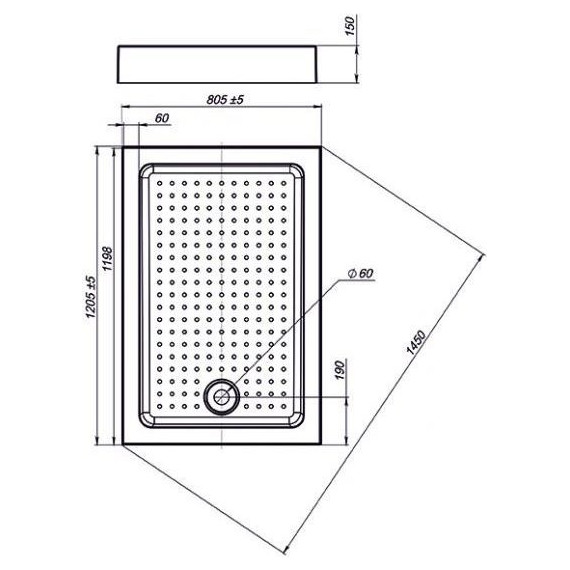Поддон акриловый Sole Open/Quadro 120х80 см - фото 2