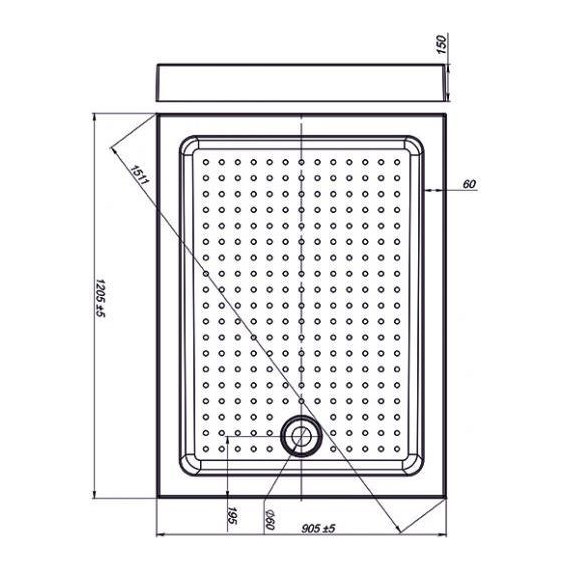 Поддон акриловый Sole Open/Quadro 120х90 см - фото, картинка 2 Поддон акриловый Sole Open/Quadro 120х90 см - фото 2