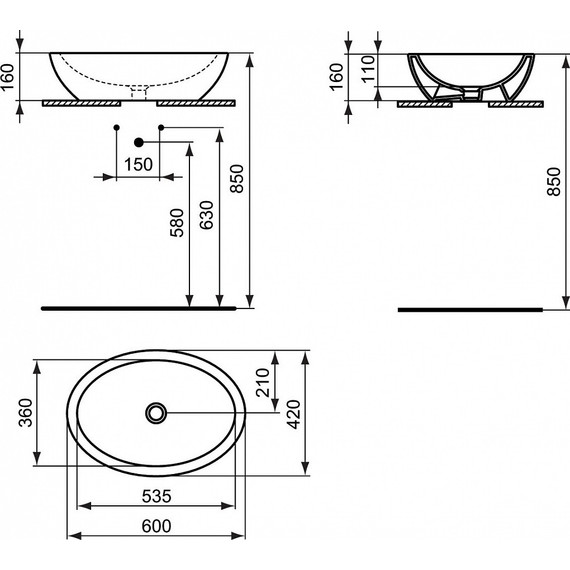 Раковина-чаша Ideal Standard Strada 60 см K078401 - фото 6