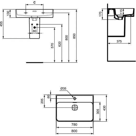 Раковина подвесная Ideal Standard Strada II 80 см T300101 - фото 9