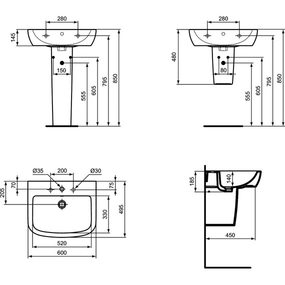 Раковина подвесная Ideal Standard Tempo 60 см T056401 - фото 10