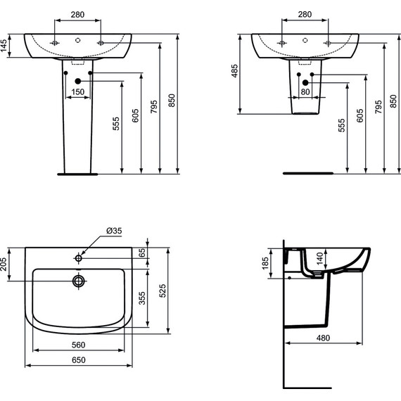 Раковина подвесная Ideal Standard Tempo 65 см T056301 - фото 10