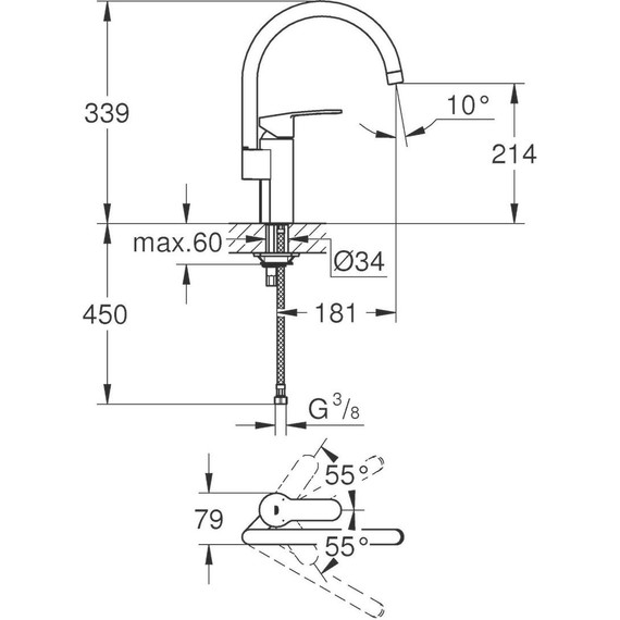 Смеситель для кухни Grohe Eurostyle Cosmopolitan 30221002 - фото 3