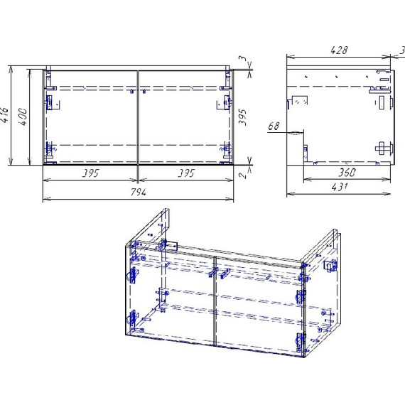 Тумба подвесная с раковиной Cersanit Colour 80 см SZ-COL-CM/COL/80 - фото 6
