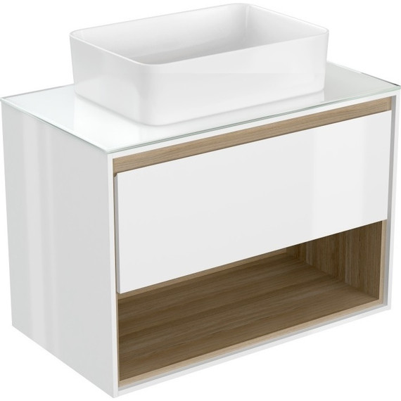 Тумба подвесная со столешницей Cersanit Louna 80 см SP-SZ-LOU80-BL/Wh - фото 