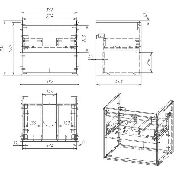 Тумба подвесная с раковиной Cersanit Louna 60 см SZ-LOU-CO60/Wh - фото 14