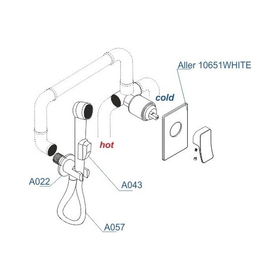 Набор для гигиенического душа WasserKraft A010657WHITE (шланг 120 см), хром/белый - фото 3