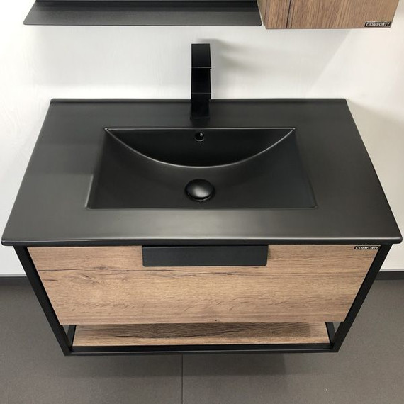 Тумба подвесная с раковиной Comforty Бонн 75 см, дуб тёмный - фото 6