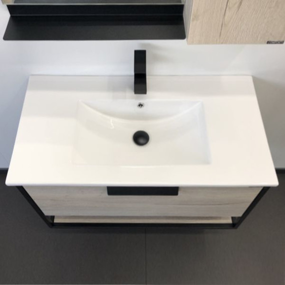 Тумба подвесная с раковиной Comforty Бонн 90 см, дуб дымчатый - фото 7