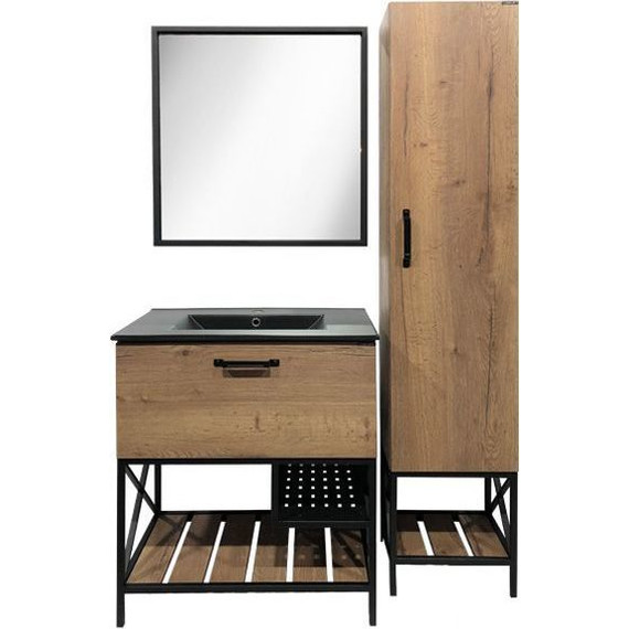 Тумба напольная с раковиной Comforty Бредфорд 75 см, дуб тёмный - фото 5