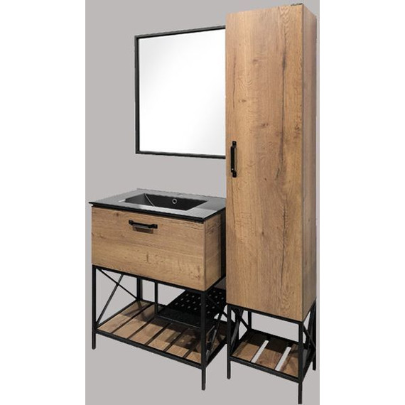 Тумба напольная с раковиной Comforty Бредфорд 75 см, дуб тёмный - фото 7