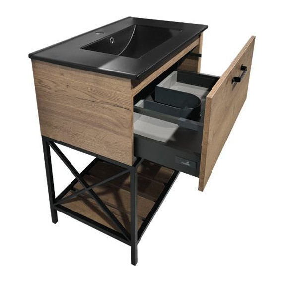 Тумба напольная с раковиной Comforty Бредфорд 75 см, дуб тёмный - фото 9